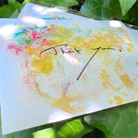 Power Card_青い花束　手書き文字を添えて送るthank you card