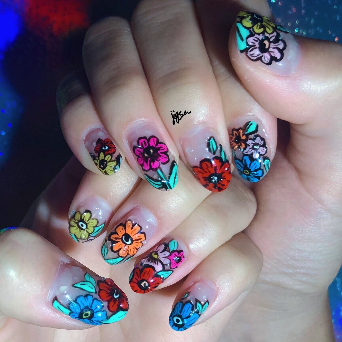 1.レトロお花ネイル | JigSAW NAIL