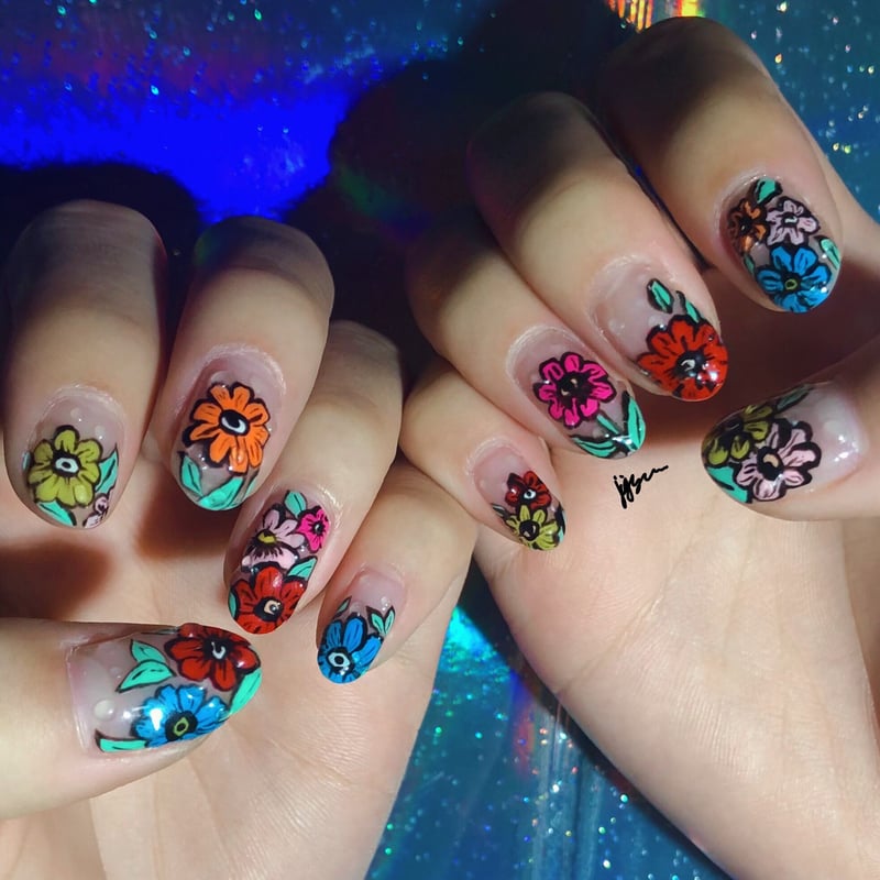 1.レトロお花ネイル | JigSAW NAIL