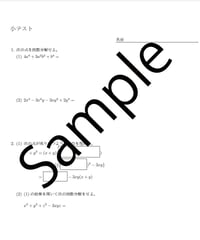 数学Ⅰ　数と式　因数分解　小テスト問題(解答付き)