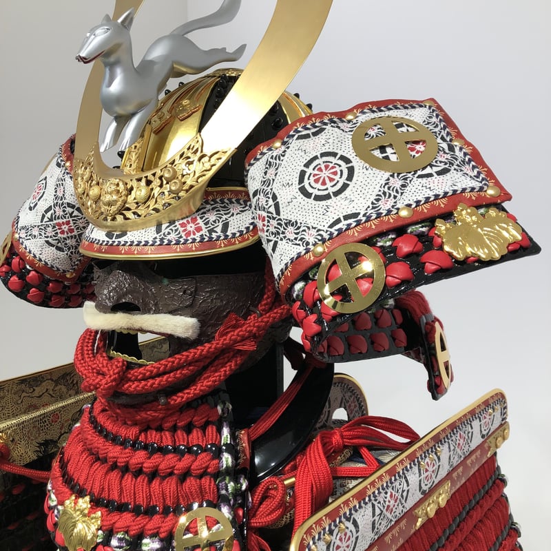 漸】時代甲冑 鎧兜 甲冑 丸に揚羽蝶紋 武具 面頬 大袖一式 十間