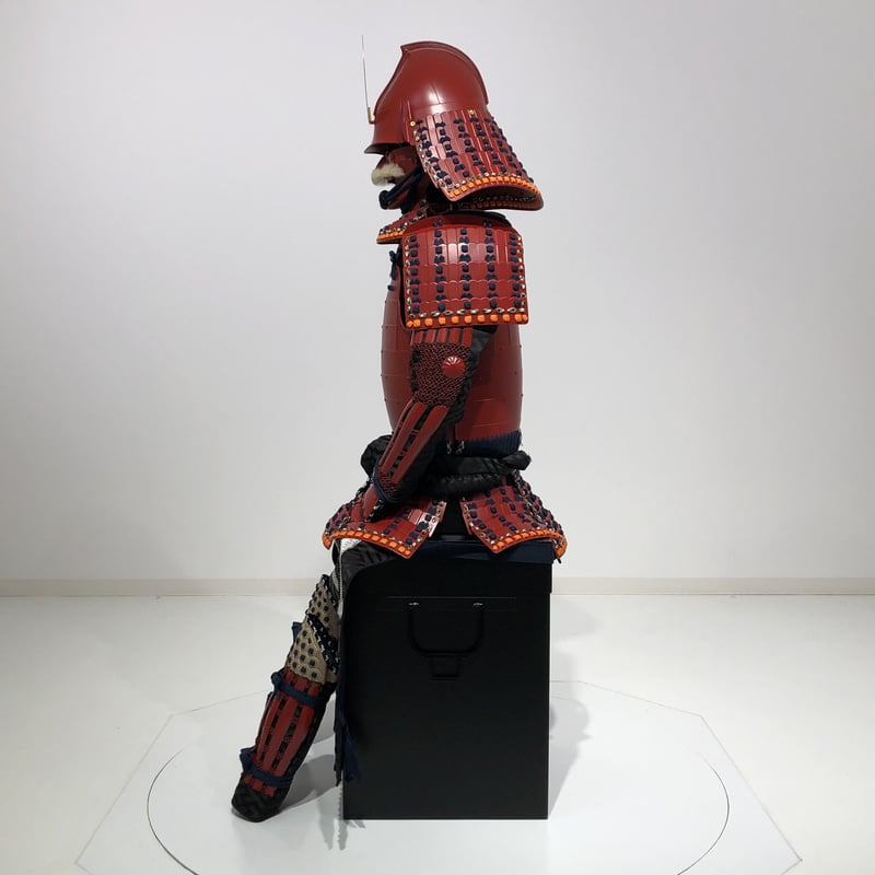 O-079】濃紺糸威赤艶消鋲綴二枚胴具足（桃形兜) | 甲冑工房丸武