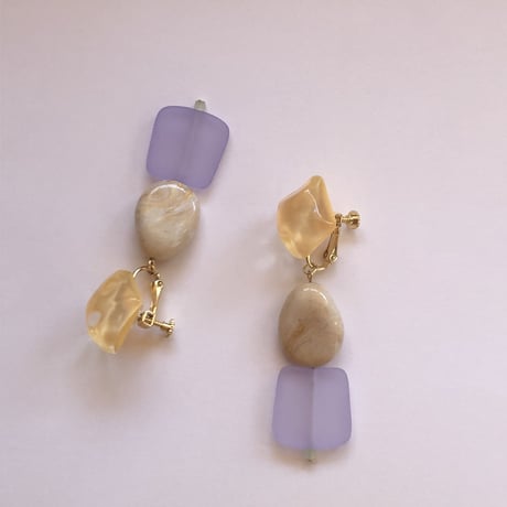 yellow & ivory & purple  earring