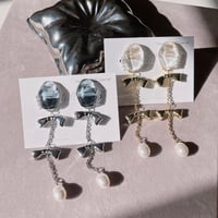 【tiill】 Liquid marble gem -  double ribbon pearl