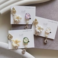 【tiill】 Liquid marble gem - flower ear cuff bijou