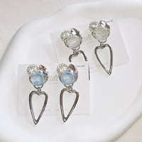 【tiill】 Marble crown - silver long heart