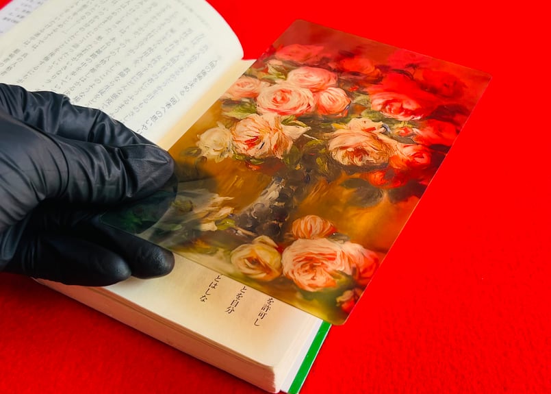 世界の名画 透明栞 ルノワール【花瓶の薔薇】オルセー美術館蔵