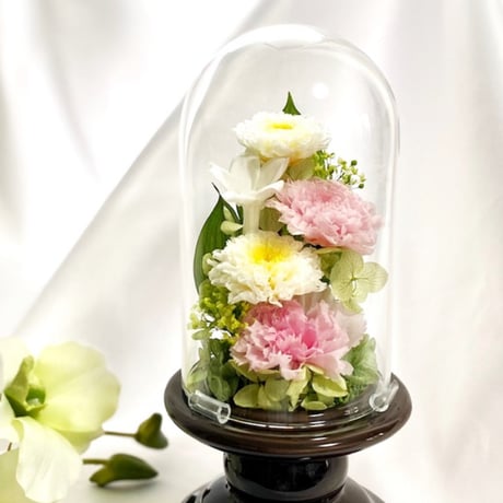 プリザーブドフラワーお供え花ガラスドーム仏花　【送料無料】想志~そうし～　和なごみ　法要・新盆・旧盆・法事・初盆・お彼岸・初彼岸