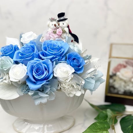 プリザーブドフラワー　ピュアtowa お誕生日 青いお花 空色 ブライダル 結婚記念日 お誕生日 記念日 新築祝い 就任昇進 インテリア