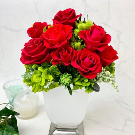 プリザーブドフラワーPREMIUMエテルナredℒ【送料無料】【クリアケース付き】お祝い 記念日 お誕生日 結婚記念日 開店開業  就任 昇進 還暦 インテリア
