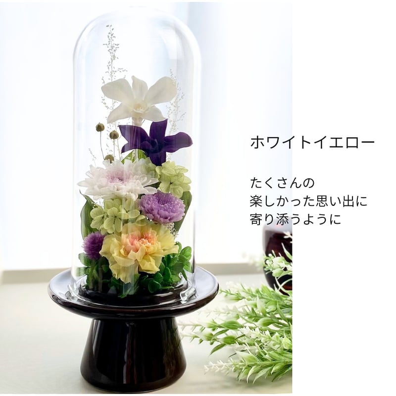 プリザーブドフラワーお供え花ガラスドーム 清蘭~菫すみれ~ 御供 新仏