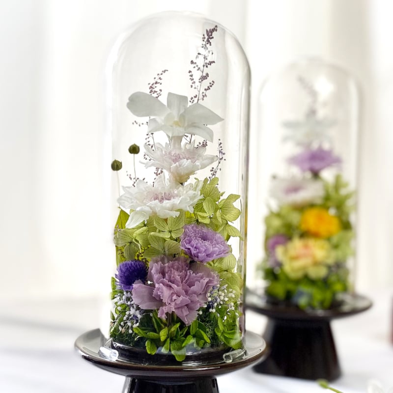 プリザーブドフラワーお供え花ガラスドーム 清蘭~想香そうか~ 御供 新