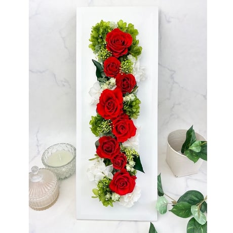プリザーブドフラワー　ワイドウッドフレームℒ-red 記念日 お誕生日 結婚 出産祝い  開店開業 就任昇進  インテリア 母の日 敬老の日  母の日  還暦  赤いバラ