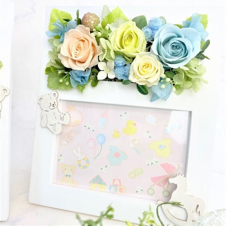 プリザーブドフラワー　フォトフレームbare お誕生日 出産祝い  入園入学   子どもの日 七五三祝い 結婚祝い  インテリア  記念日