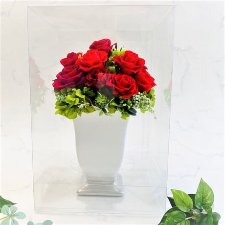 プリザーブドフラワーPREMIUMエテルナredℒ【送料無料】【クリアケース付き】お祝い 記念日 お誕生日 結婚記念日 開店開業  就任 昇進 還暦 インテリア