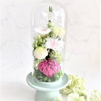 プリザーブドフラワーお供え花　ガラスドーム　仏花　清蘭 ～せいらん～【送料無料】法要・新盆・旧盆・法事・初盆・お彼岸・初彼岸