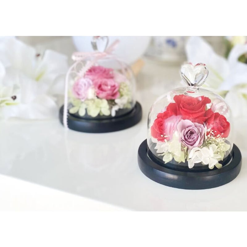 ガラスドームプリザーブドフラワー お誕生日 記念日 結婚祝い 母の日