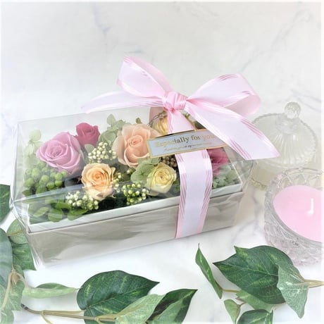 プリザーブドフラワー　ボックスフラワーガーデンrect .mix お誕生日 記念日 結婚出産 新築 開店開業祝い 敬老の日 長寿お祝い
