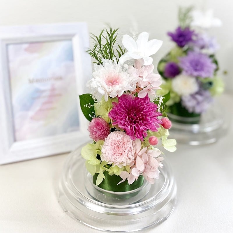 盆花 プリザーブドフラワーお供え花ドーム 初盆 蓮入り 新仏・初七日