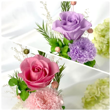 お供え花ガラスドーム お線香付～ 想志 ～ 法要・新盆・旧盆・法事・初盆・お彼岸・初彼岸  コンパクト
