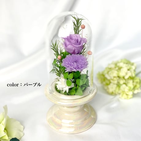 お供え花ガラスドームとお線香セット ～ 想志 ～ 法要・新盆・旧盆・法事・初盆・お彼岸・初彼岸  コンパクト