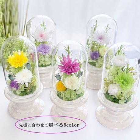 お供え花ガラスドーム ～ 想志 和～ 法要・新盆・旧盆・法事・初盆・お彼岸・初彼岸  コンパクト
