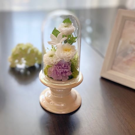 プリザーブドフラワーお供え花ガラスドーム　【送料無料】仏花　想志 ～そうし～ 和なごみ　法要・新盆・旧盆・法事・初盆・お彼岸・初彼岸