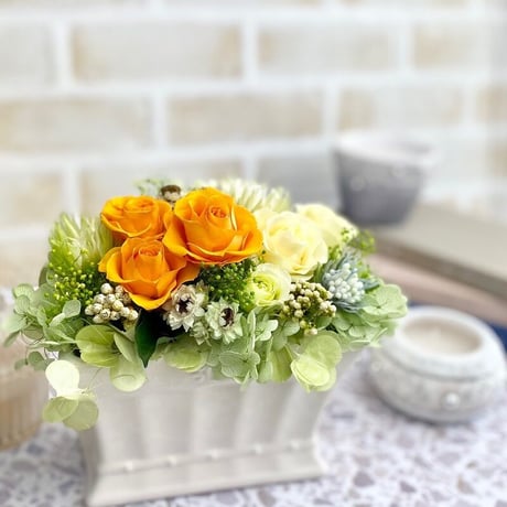 プリザーブドフラワー　プレシオーソorange【送料無料】【クリアケース付き】記念日 お誕生日 結婚出産お祝い 開店 開業 インテリア 母の日 敬老の日