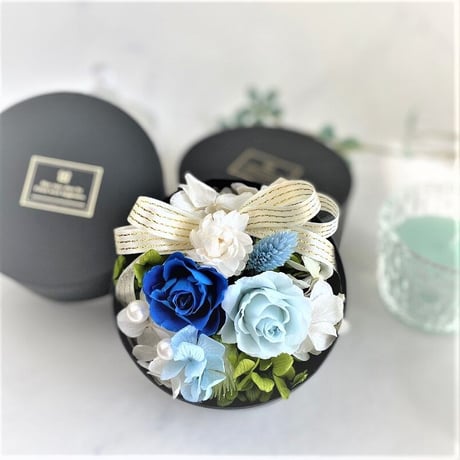 プリザーブドフラワー　ボックスブラックℙblue【送料無料】記念日 お誕生日 入学卒業 就職お祝い ホワイトデー 父の日 男性 感謝 サプライズ 退職 送別