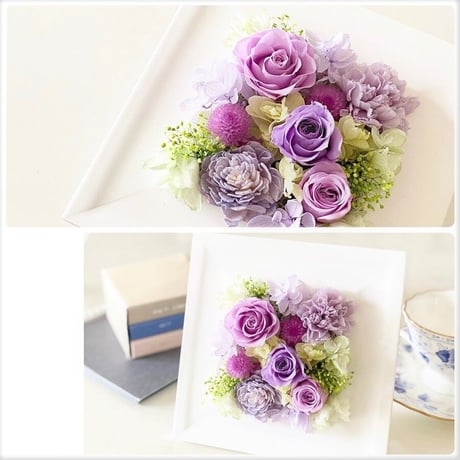 プリザーブドフラワー 壁掛け ウッドフレームℳスクエア お祝い 誕生日 記念日 結婚出産 新築 開店開業祝い 送別 お見舞い敬老の日 長寿お祝い