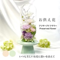 プリザーブドフラワーお供え花ガラスドーム　清蘭~優ゆう～初盆 御供 新仏 四十九日 命日 法事 法要 回忌 お彼岸 新盆 旧盆  初盆 和菊