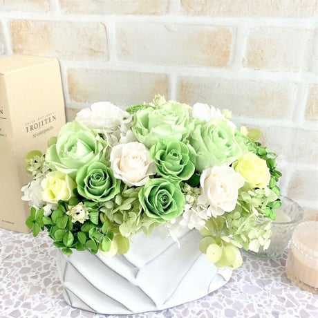 プリザーブドフラワー　PREMIUM　エテルナgreenℳ お祝い 記念日 お誕生日 結婚記念日 開店開業  就任 昇進 男性プレゼント 癒し インテリア