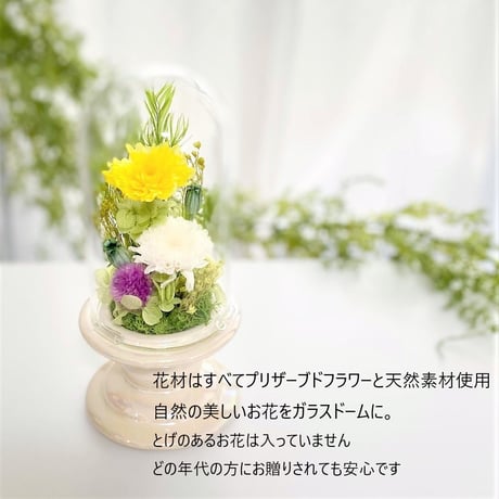 お供え花ガラスドーム ～ 想志 和～ 法要・新盆・旧盆・法事・初盆・お彼岸・初彼岸  コンパクト