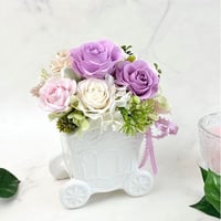 プリザーブドフラワー　花ぐるま elegant【クリアケース付き】【送料無料】お祝い 記念日 お誕生日  新築祝い 母の日 敬老の日 女友達 感謝 お礼 お見舞い 紫色 慶寿 古希 喜寿 インテリア