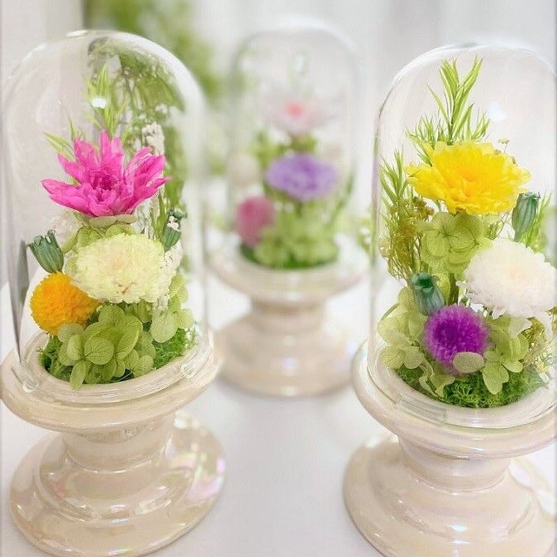 仏花　ガラスドーム　お盆　お彼岸　お供え　虹の橋　供花 仏花 ガラスドーム お盆 お彼岸 虹の橋 プリザーブド