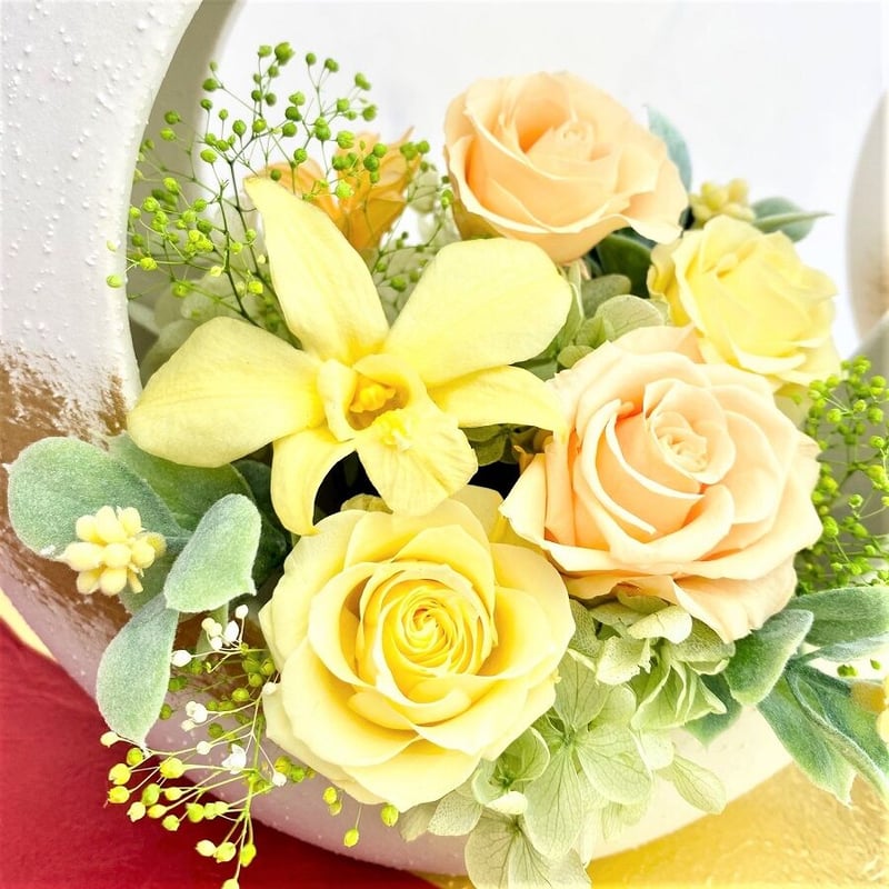 プリザーブドフラワー～寿ことぶき～黄蘭らん お祝い花 誕生日 結婚