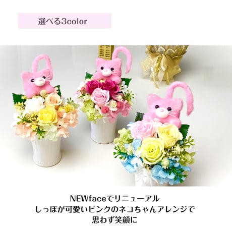 プリザーブドフラワー お誕生日 プレゼント  女友達 退職 定年 結婚 出産 敬老の日 発表会 感謝 お礼 お見舞い ペット ネコ  福猫