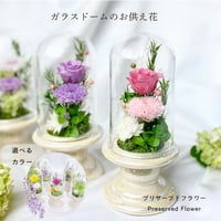 お供え花ガラスドーム ～ 想志 ～ 法要・新盆・旧盆・法事・初盆・お彼岸・初彼岸  コンパクト