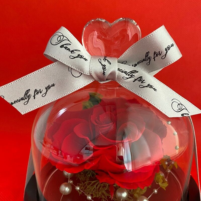 プリザーブドフラワー ガラスドームha-to一凛 pearl 記念日 お誕生日