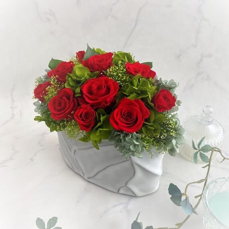 プリザーブドフラワー　PREMIUM　エテルナredℳ【送料無料】【クリアケース付き】お祝い 記念日 お誕生日 結婚記念日 開店開業  就任 昇進 還暦 インテリア