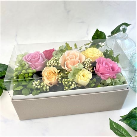 プリザーブドフラワー　ボックスフラワーガーデンrect .mix お誕生日 記念日 結婚出産 新築 開店開業祝い 敬老の日 長寿お祝い