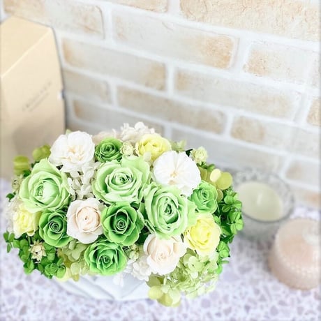プリザーブドフラワー　PREMIUM　エテルナgreenℳ お祝い 記念日 お誕生日 結婚記念日 開店開業  就任 昇進 男性プレゼント 癒し インテリア