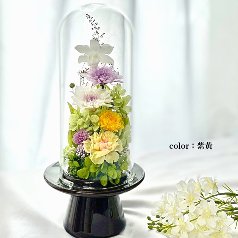 プリザーブドフラワーお供え花ガラスドーム 清蘭~想香そうか~ 御供 新