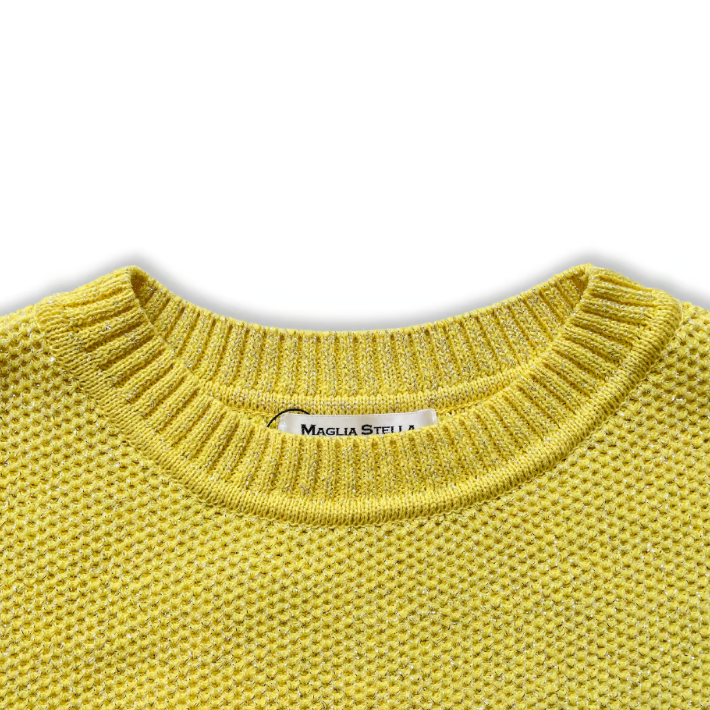 ワッフル柄 / クルーネックニット / ラメ7G【No.6501】 | Maglia Stel