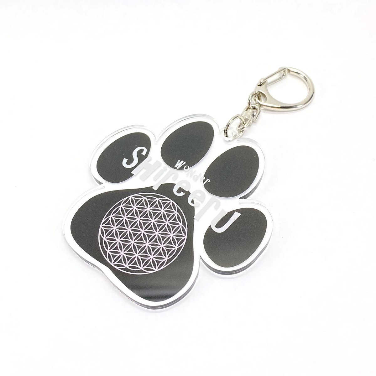肉球型フラワーオブライフアクリルキーホルダー（BLACK） | ワンダーシ
