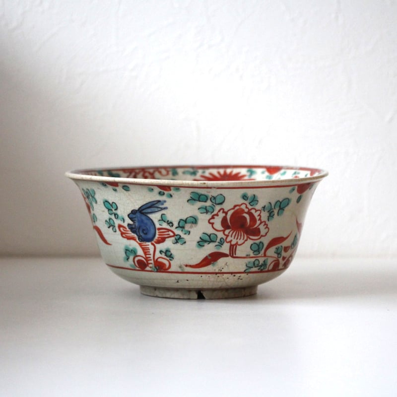 渋草焼　芳国舎　赤絵唐子紋陶鈴　11cm 渋草焼 芳国舎 赤絵唐子紋陶鈴 11cm