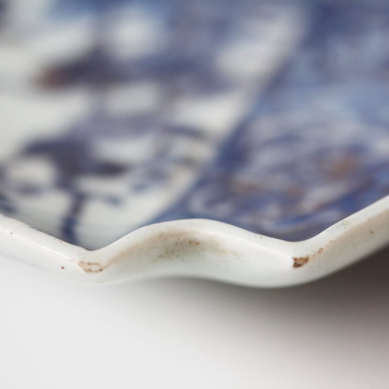 古伊万里 染付 金彩 吉祥文様 龍 鳳凰 獅子 大皿 劣っ 