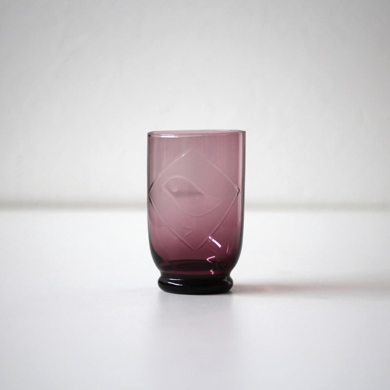 数と骨董】切子千鳥文グラス（その2）d6.2cm Hand Engraved