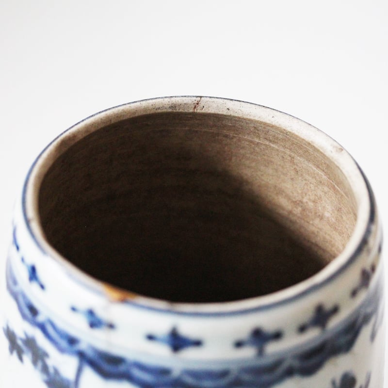 数と骨董】古伊万里染付竹梅文水指 d13.5cm Imari Blue and White