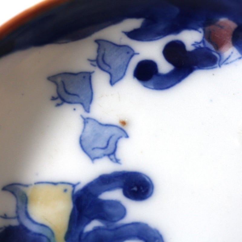数と骨董】印判色絵波千鳥小皿 d12.6cm Inban Polychrome Small
